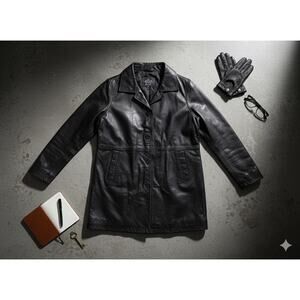 NWT Real Leather Black Women’s 3/4 Length Jacket XXL